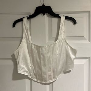 White shiny crop corset